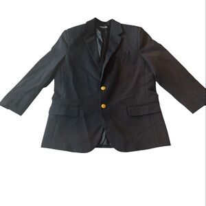 LANDS' END Teen Boys Navy Blue Sports Hopsack Jacket Blazer Preppy Size 14 Husky